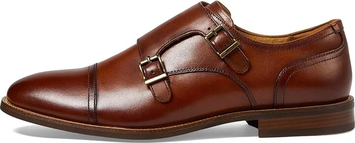 Florsheim Rucci Cap Toe Double Monk Oxford Men's Lace Up Wing Tip Shoes Cognac : 8 W (3E), Leather - Image 6