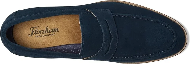 Florsheim Rucci Moc Toe Penny Loafer Men's Lace Up Wing Tip Shoes Navy : 7.5 W (3E), EVA/Leather/Rubber - Image 2