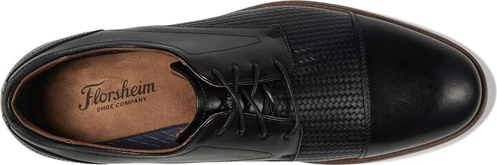 Florsheim Rucci Weave Cap Toe Oxford Men's Lace Up Wing Tip Shoes Black : 10.5 M (D), Leather - Image 2