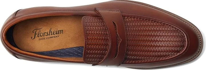 Florsheim Rucci Weave Penny Loafer Men's Lace Up Wing Tip Shoes Cognac : 7 W (3E), EVA/Leather/Rubber - Image 2