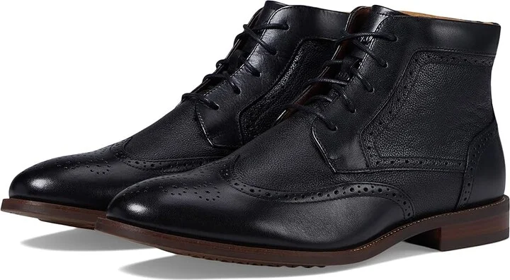 Florsheim Rucci Wingtip Lace Boot Men's Boots Black : 10.5 M (D), Leather