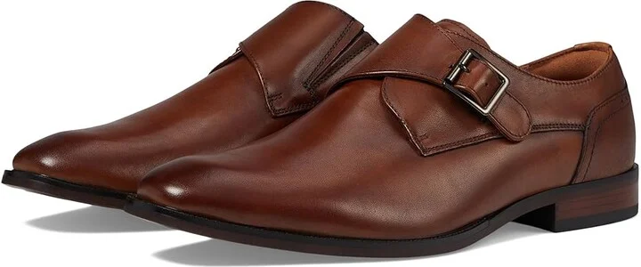 Florsheim Sorrento Plain Toe Single Monk Strap Men's Shoes Cognac Smooth : 7 M (D), Leather