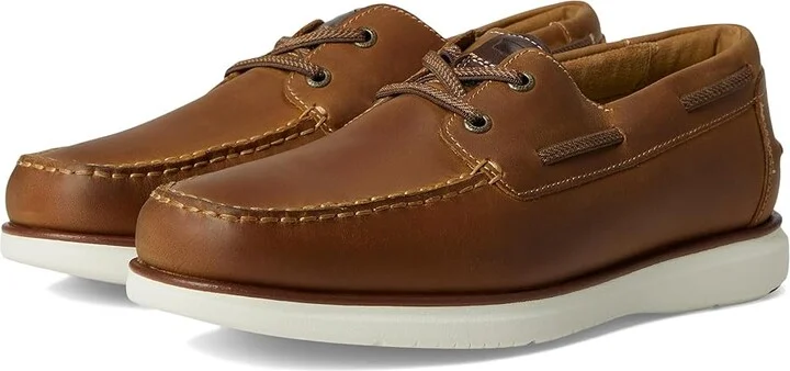 Florsheim Tropics Elastic Lace Moc Toe Boat Shoes Men's Shoes Brown Crazy Horse : 8 W (3E), Leather