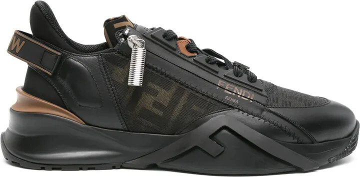 Flow FF-jacquard leather sneakers
