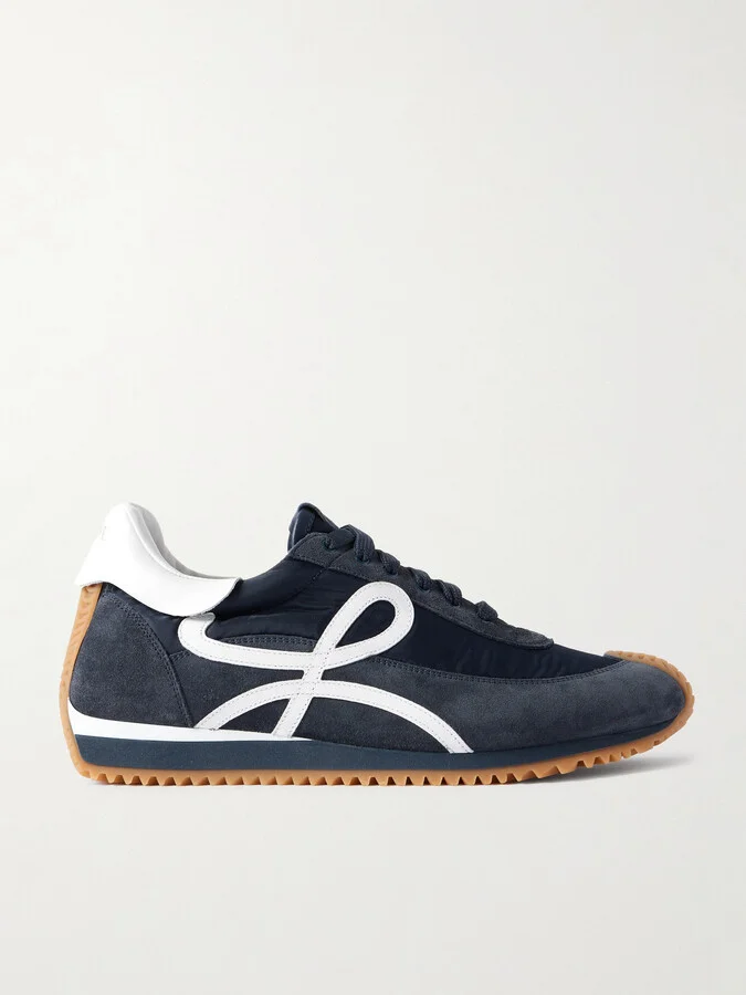Flow Runner Leather-Trimmed Suede and Nylon Sneakers