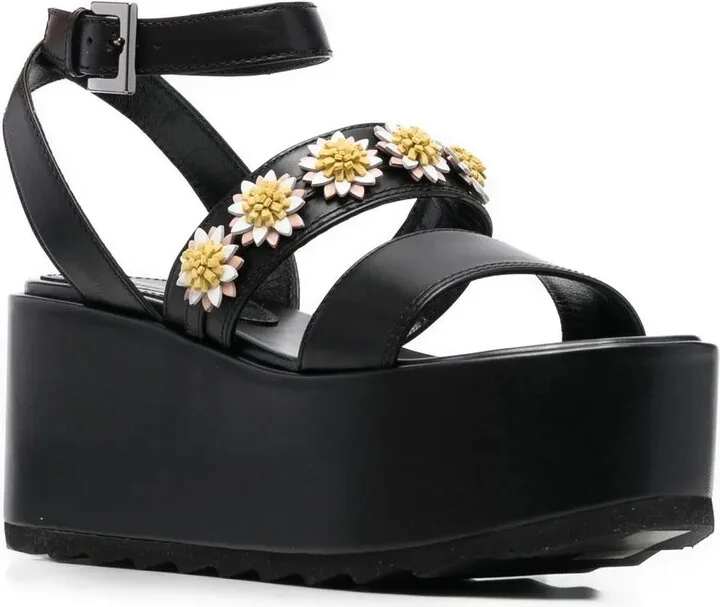 Flower-Applique Detail 80mm Sandals - Image 2