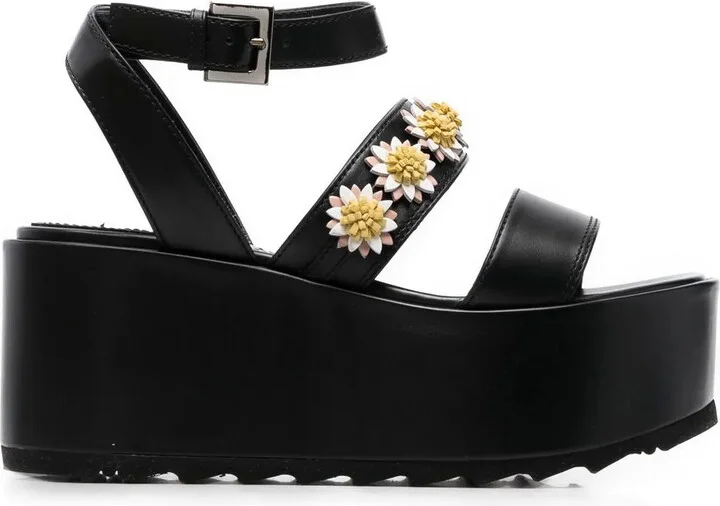 Flower-Applique Detail 80mm Sandals