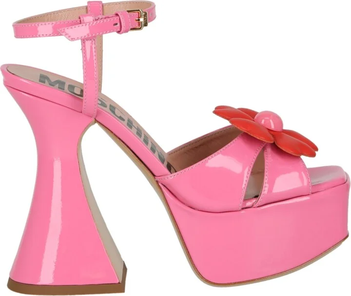 Flower-appliqué Platform Sandals