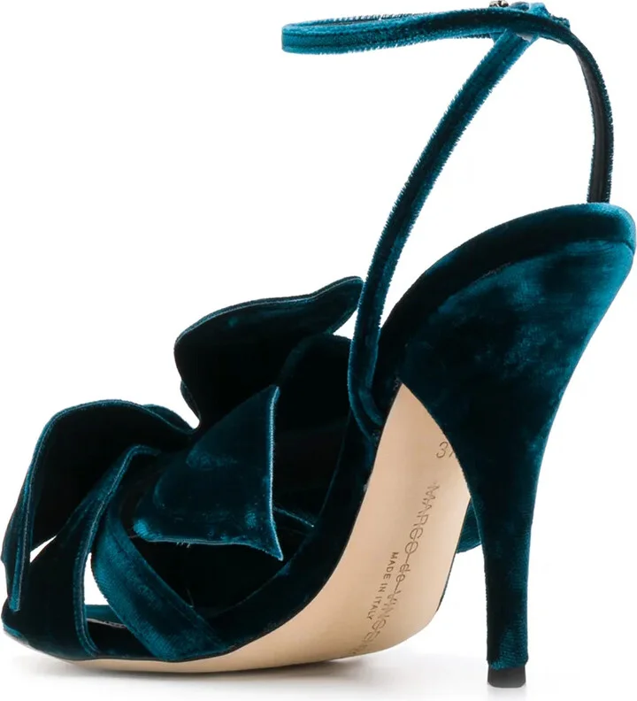 Flower Appliqué Velvet Sandals - Image 3