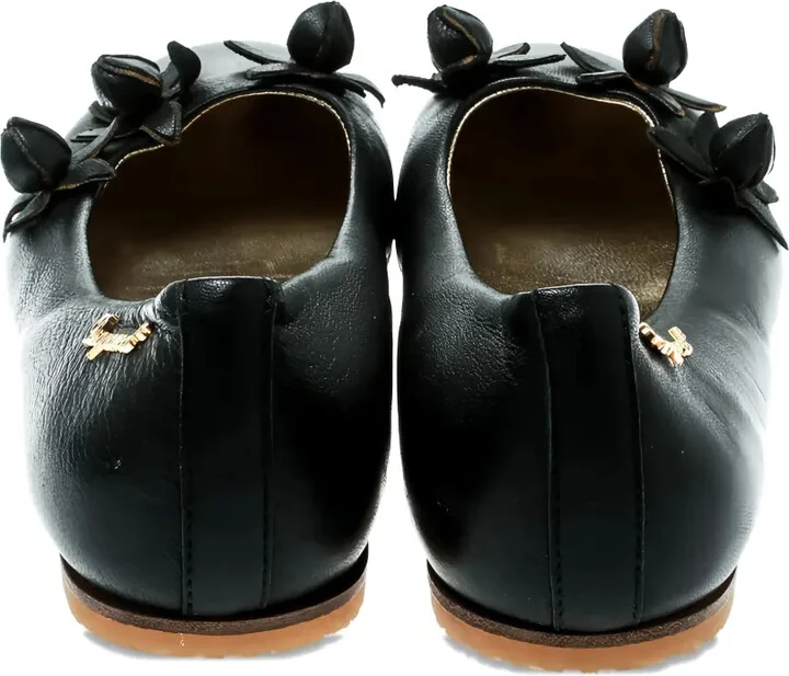 Flower-Detail Leather Ballet Flats - Image 3