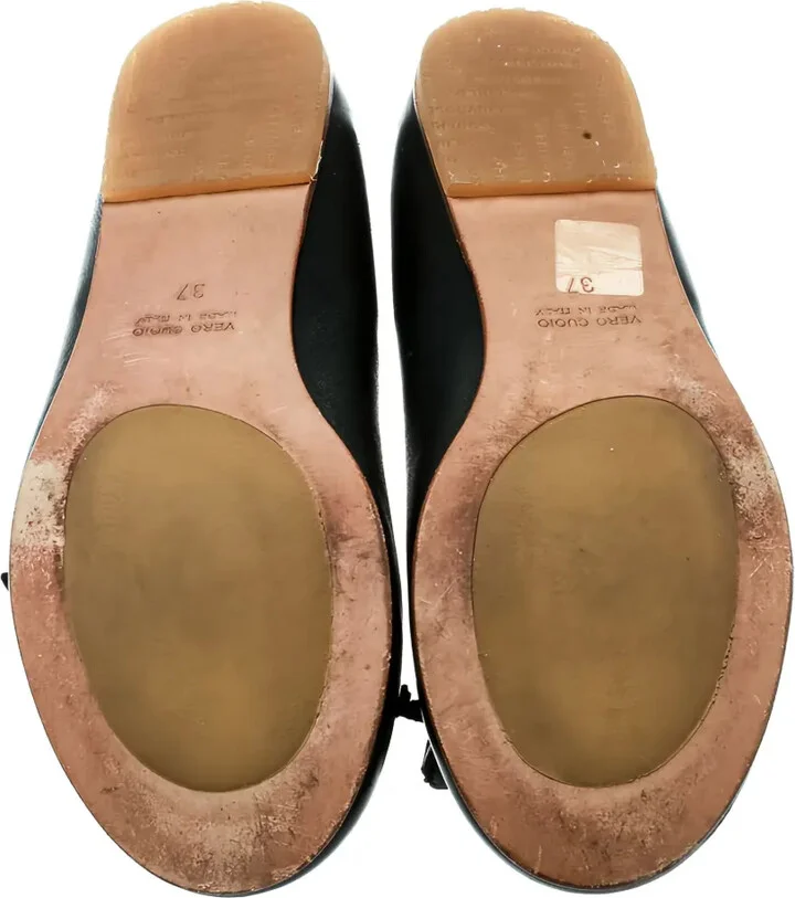 Flower-Detail Leather Ballet Flats - Image 4