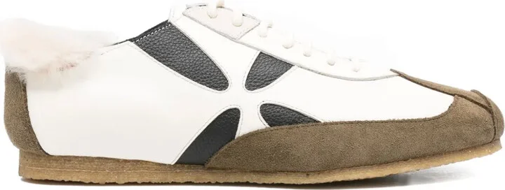 Flower-Detail Leather Sneakers
