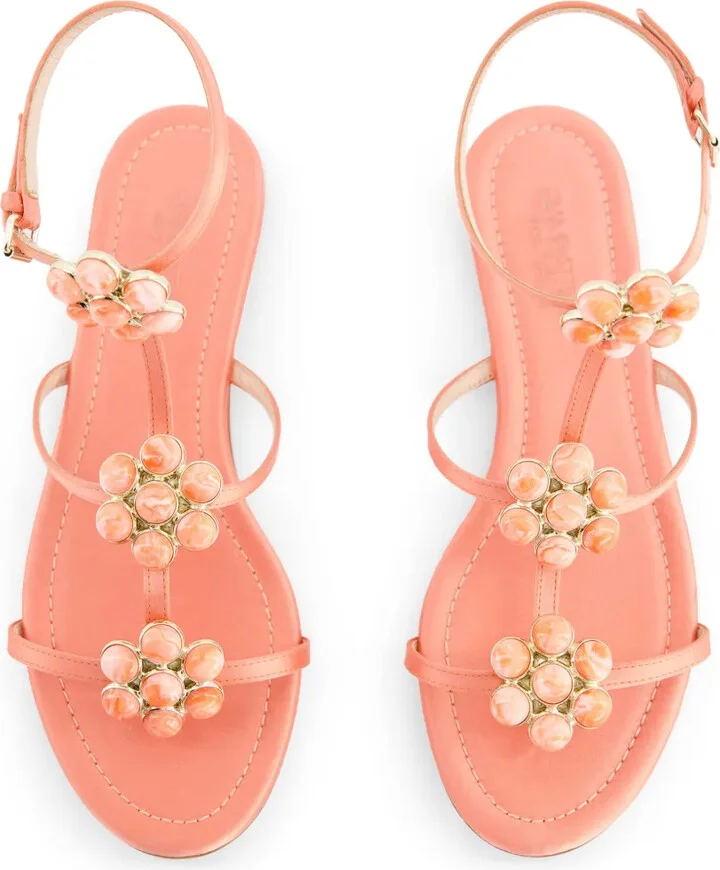 Flower-Detailing Leather Sandals - Image 3