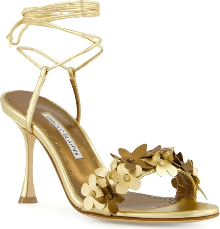 Flower-Embellished High-Heel Sandals - Image 2