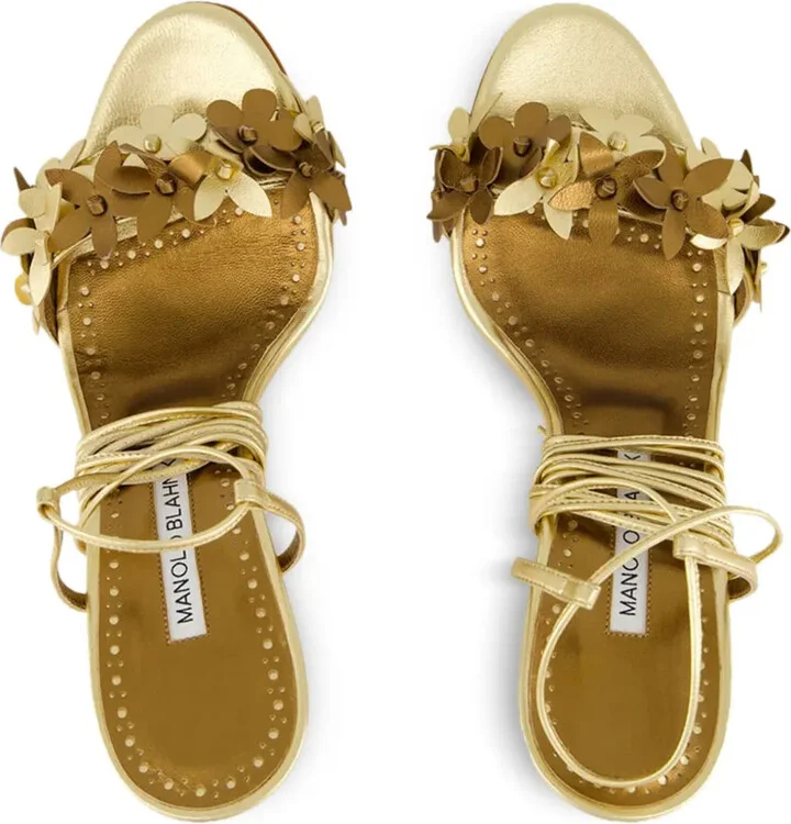 Flower-Embellished High-Heel Sandals - Image 4