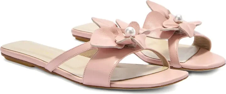 Flower-Embellished Leather Sandals - Image 2