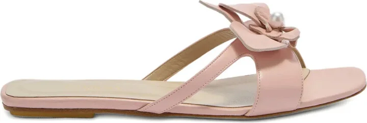 Flower-Embellished Leather Sandals
