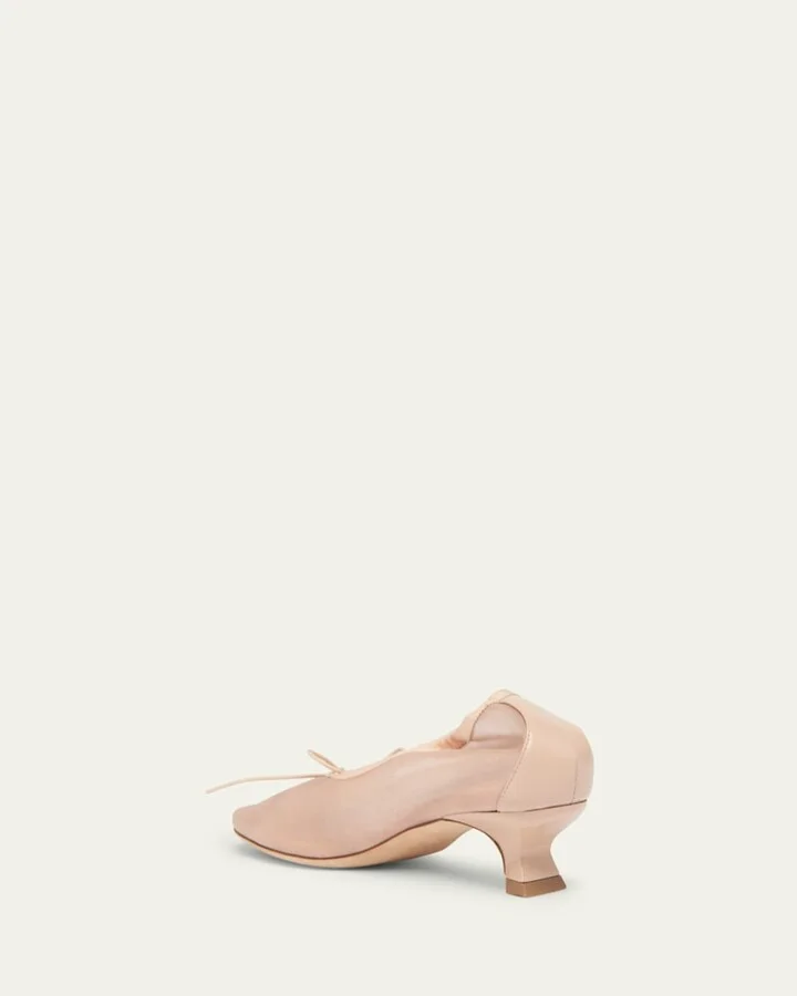 Flower Embellished Mesh Ballerina Kitten Flats - Image 2