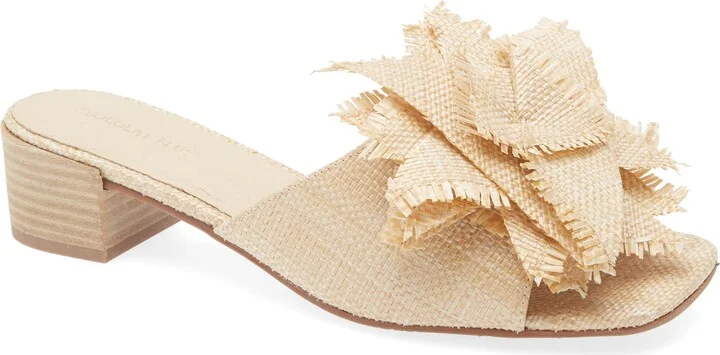 Flower Embellished Raffia Sandal
