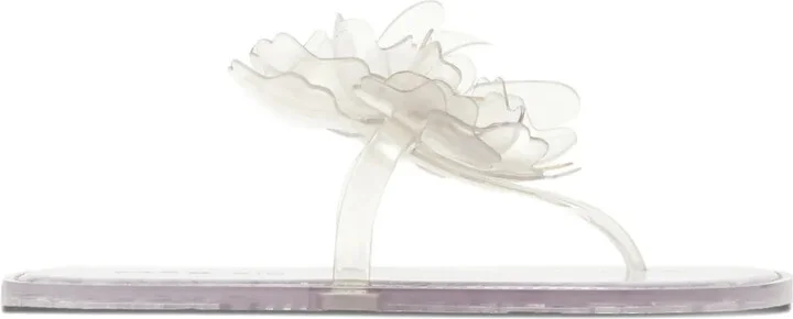 Flower-Embellished Thong Flip-Flops