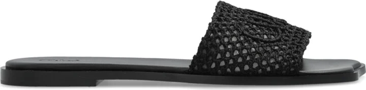 "Flower" Flip-flops, , - Black