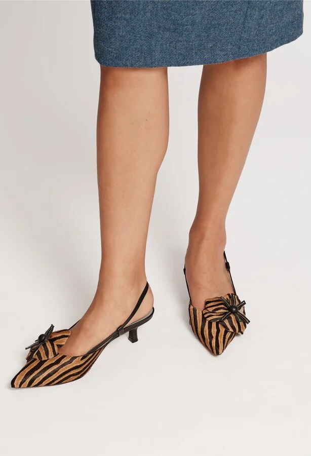 Flower Genuine Calf Hair Kitten Heel Slingback Pump - Image 2