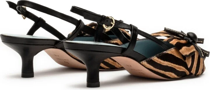 Flower Genuine Calf Hair Kitten Heel Slingback Pump - Image 3