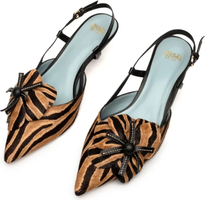 Flower Genuine Calf Hair Kitten Heel Slingback Pump - Image 4