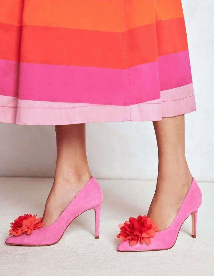 Flower Point Heels, Hot Pink - Image 2