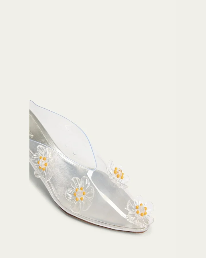 Flower Pudding Rubber Kitten-Heel Mule Pumps - Image 3