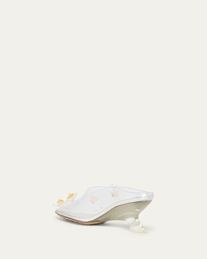 Flower Pudding Rubber Kitten-Heel Mule Pumps - Image 4