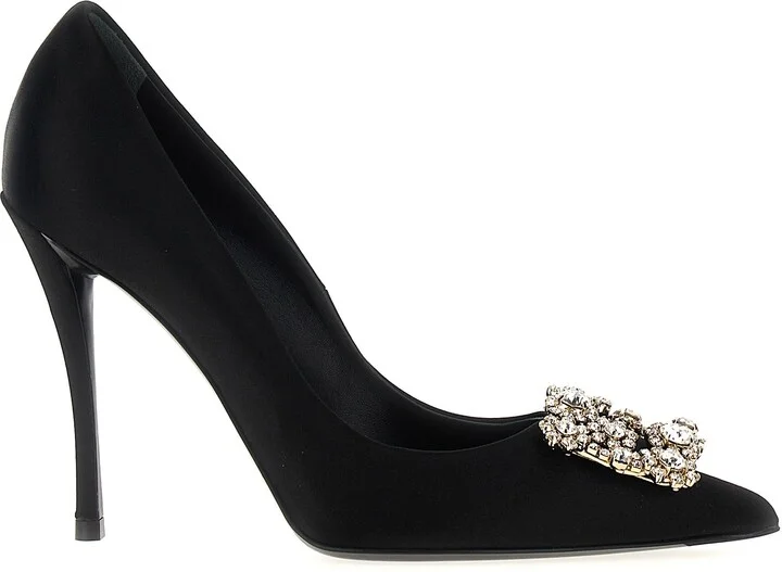 Flower Strass Pumps Black