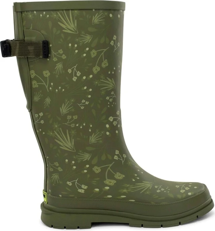 Flowered Medley Wide Calf Tall Rain Boot