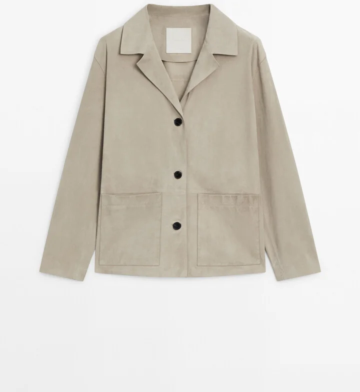 Flowing Suede Leather Blazer - Image 2