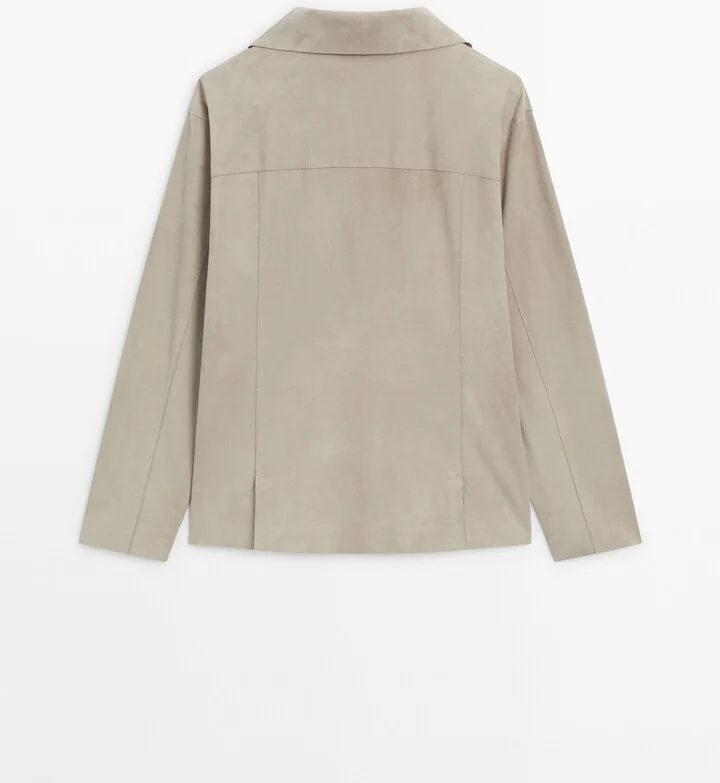 Flowing Suede Leather Blazer - Image 3