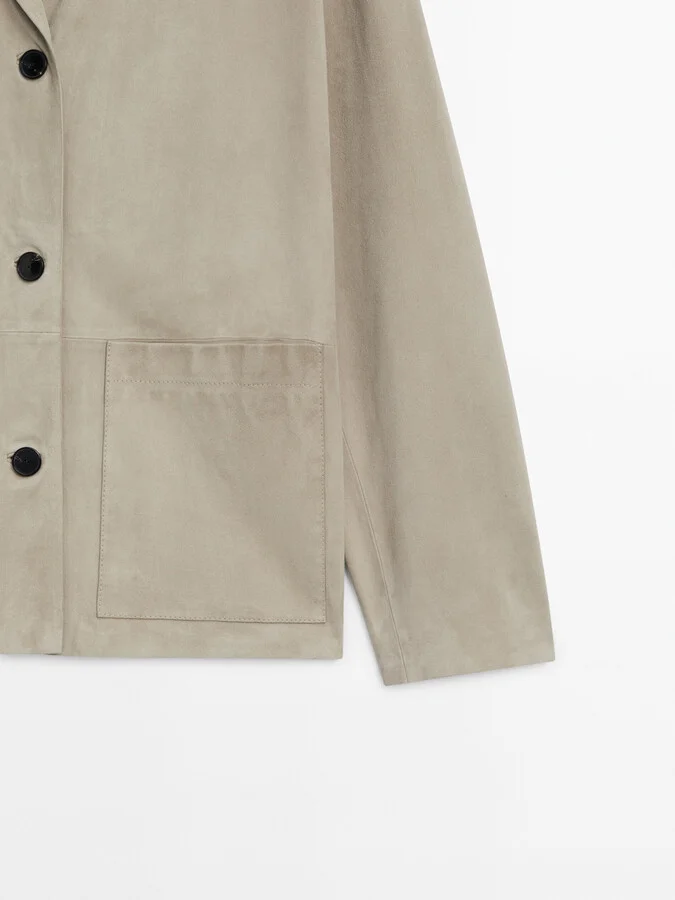 Flowing Suede Leather Blazer - Image 5