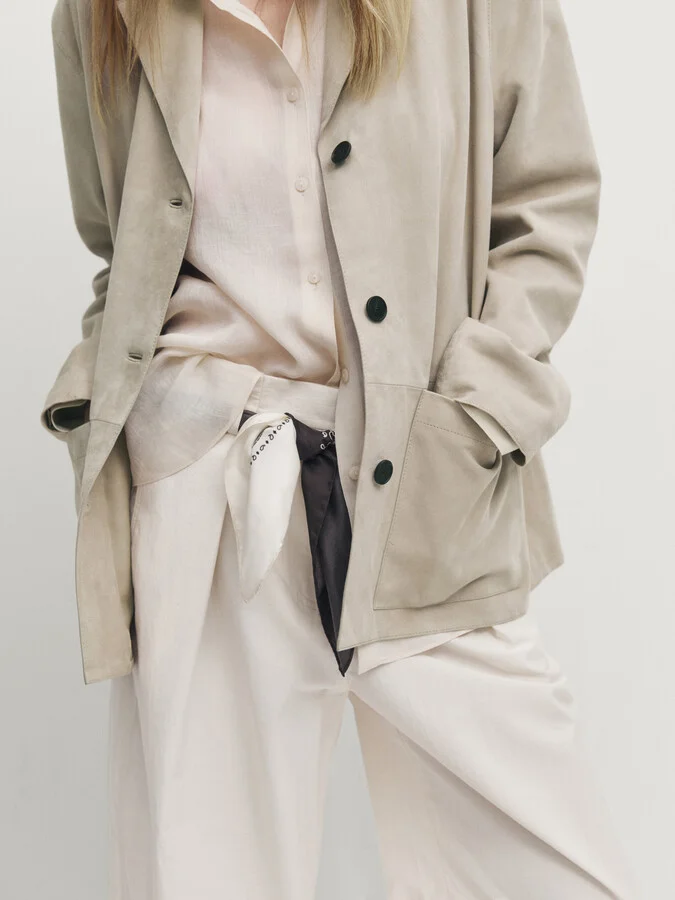 Flowing Suede Leather Blazer - Image 7