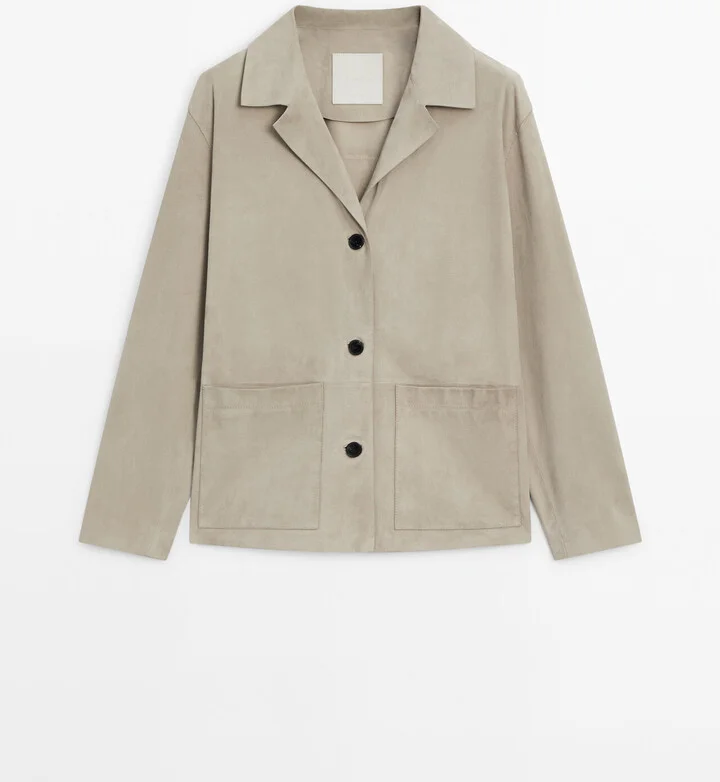 Flowing Suede Leather Blazer