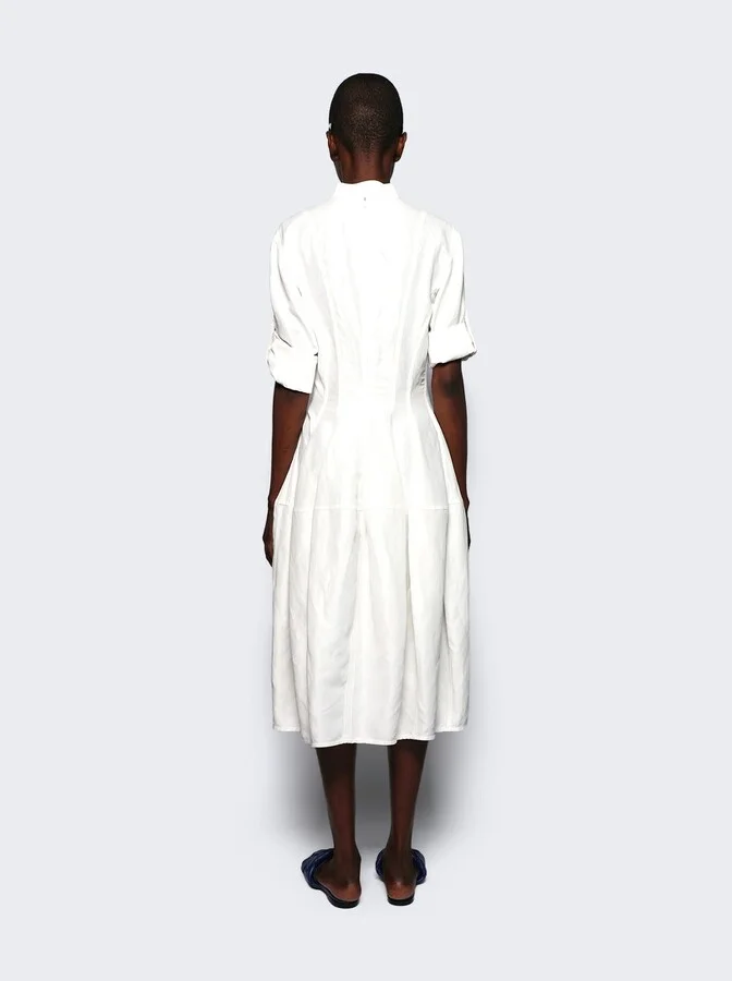 Fluid Linen Midi Dress Chalk White