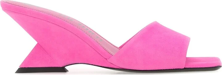 Fluo pink suede Cheope mules