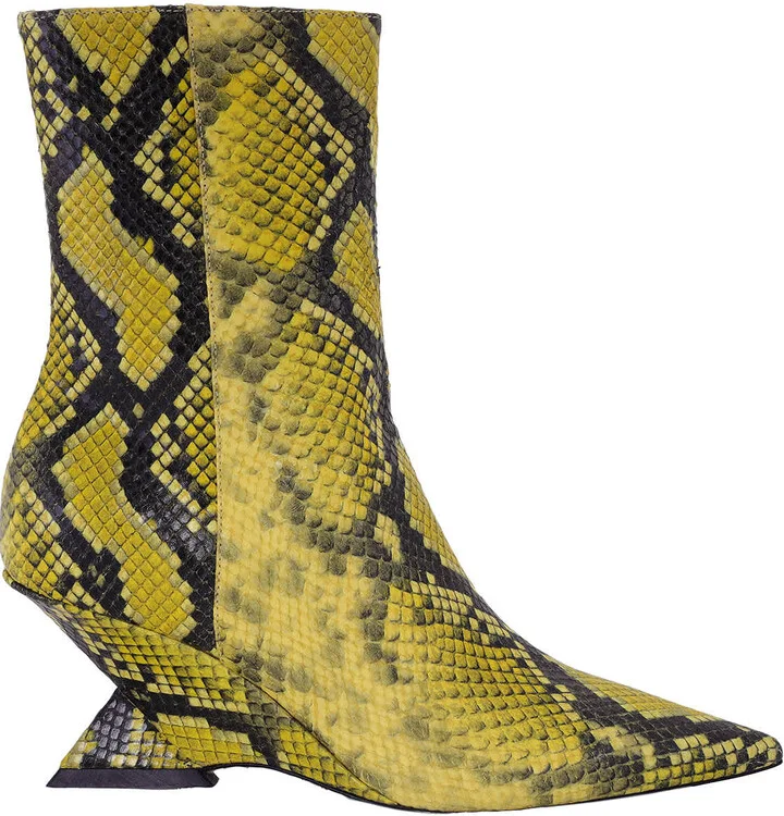 Fluo Yellow Python Leather Cheope Ankle Boots