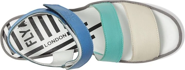 FLY LONDON BEXY575FLY Women's Sandals Offwhite/Mint/Blue : EU 36 (US Women's 5.5-6) M, Leather - Image 2