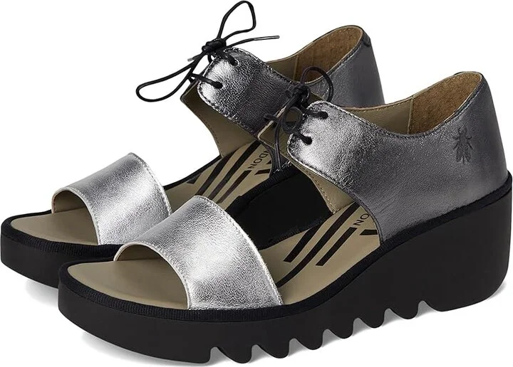 FLY LONDON BILU465FLY Women's Shoes Silver/Graphite : EU 40 (US Women's 9-9.5) M, Leather/Rubber