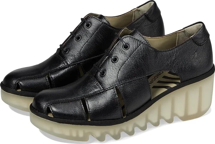 FLY LONDON BOGI466FLY Women's Shoes Black Mousse : EU 37 (US Women's 6.5-7) M, Leather/Rubber