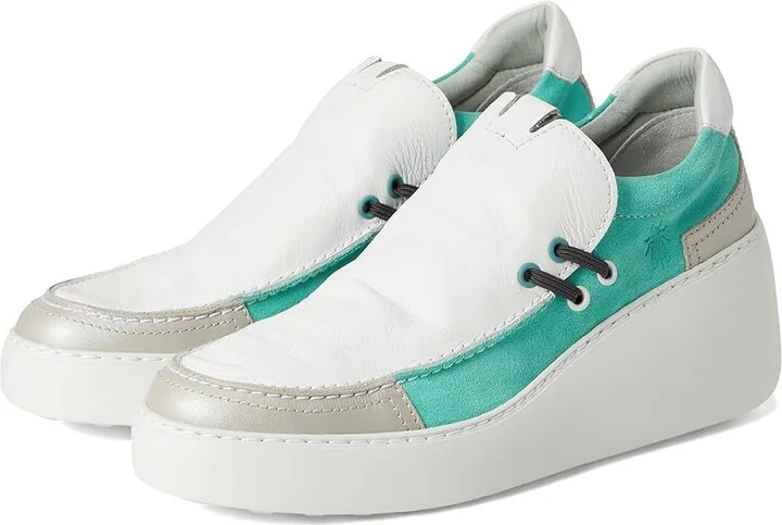 FLY LONDON DAVY667FLY Women's Shoes Silver/White/Spearmint : EU 39 (US Women's 8-8.5) M, Leather