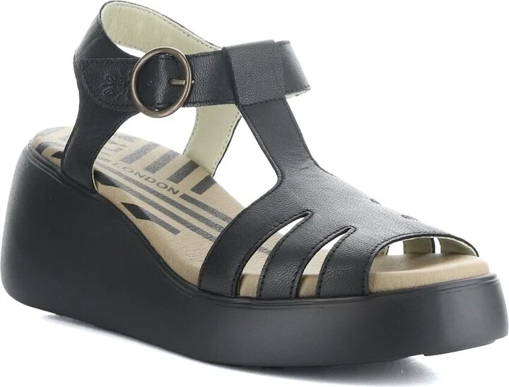 Fly London Duma Leather Wedge Sandal