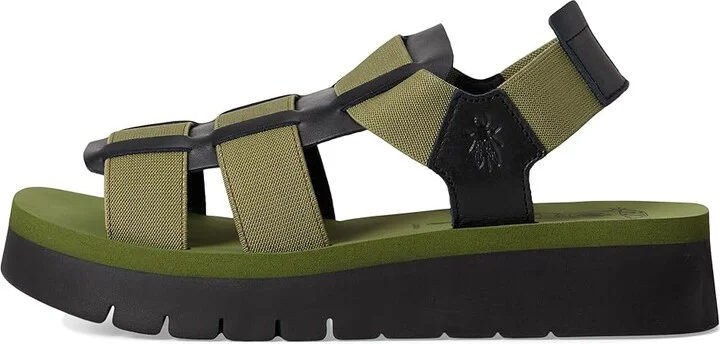 FLY LONDON SAMB245FLY Women's Sandals Black/Agreen : EU 39 (US Women's 8-8.5) M, Leather - Image 6