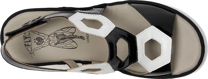 FLY LONDON TEWA573FLY Women's Sandals Black/White : EU 40 (US Women's 9-9.5) M, Leather - Image 2