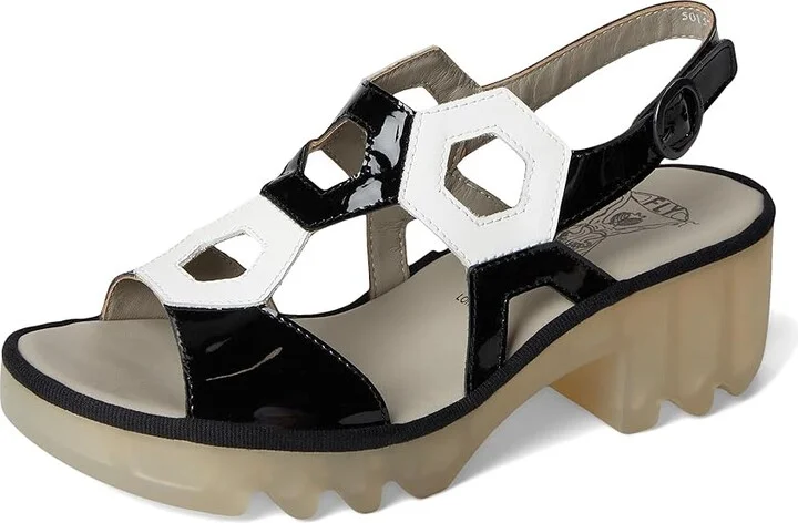 FLY LONDON TEWA573FLY Women's Sandals Black/White : EU 40 (US Women's 9-9.5) M, Leather - Image 5