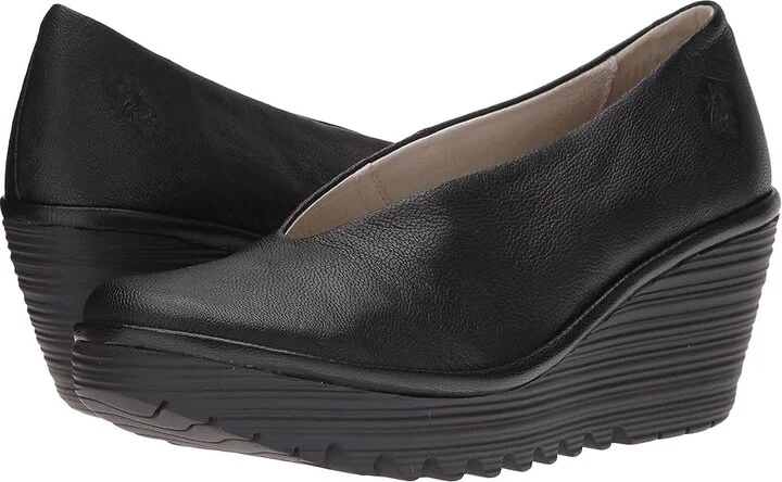 FLY LONDON Yaz Women's Shoes Black Mousse : EU 41 (US Women's 10-10.5) M, Leather